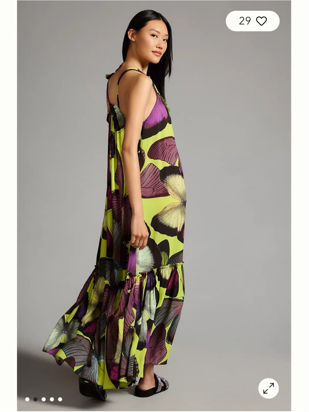 Le Superbe Super-fly Silky Butterfly Printed Maxi Dress Lime Green S $495
